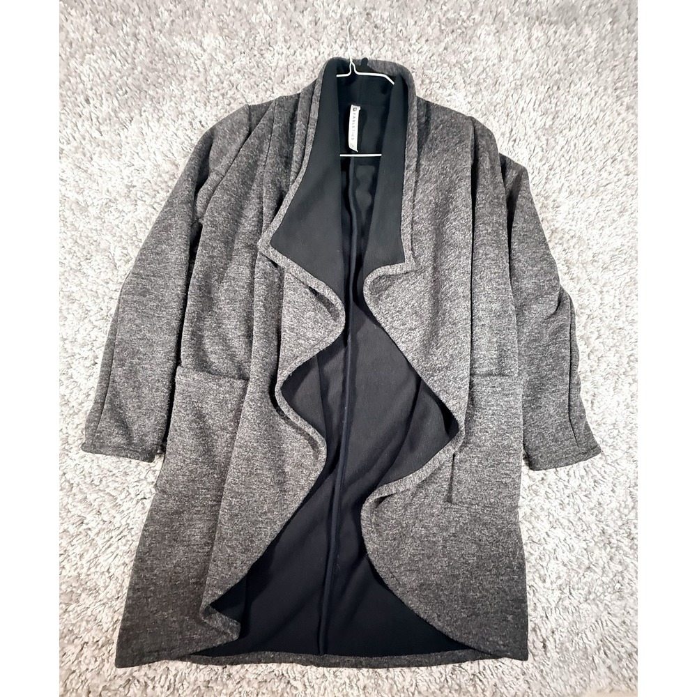 FABLETICS Moscow Coat Women's Size S Heather Gray Black Open Front Athleisure